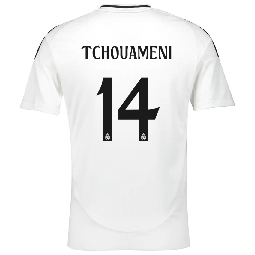 Kinder Aurelien Tchouameni #14 Weiß Heimtrikot Trikot 2024/25 T-Shirt