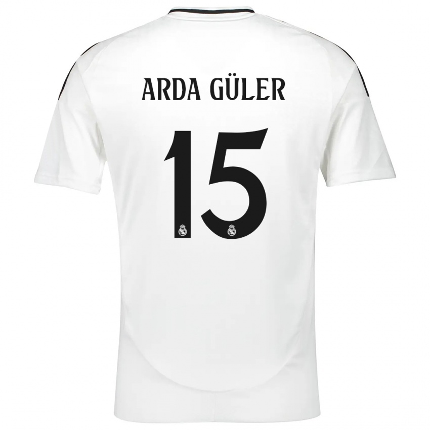 Kinder Arda Güler #15 Weiß Heimtrikot Trikot 2024/25 T-Shirt