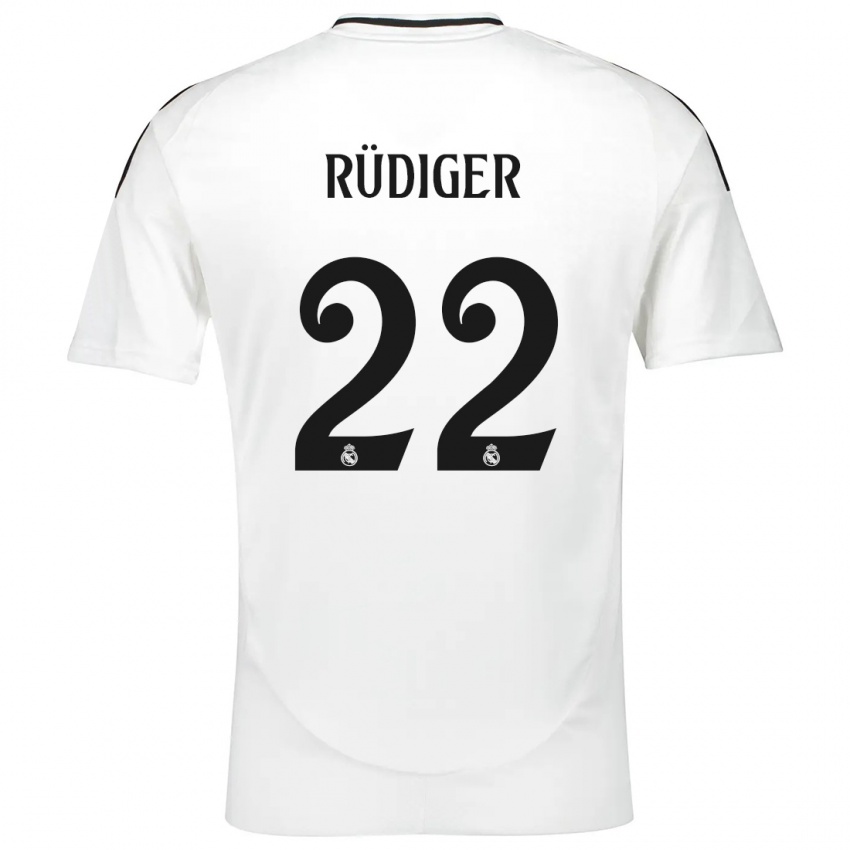 Kinder Antonio Rüdiger #22 Weiß Heimtrikot Trikot 2024/25 T-Shirt