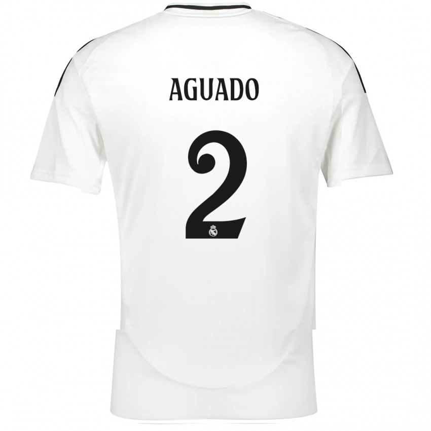 Kinder Lorenzo Aguado #2 Weiß Heimtrikot Trikot 2024/25 T-Shirt