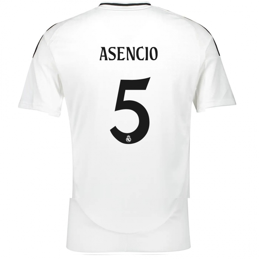 Kinder Raul Asencio #5 Weiß Heimtrikot Trikot 2024/25 T-Shirt