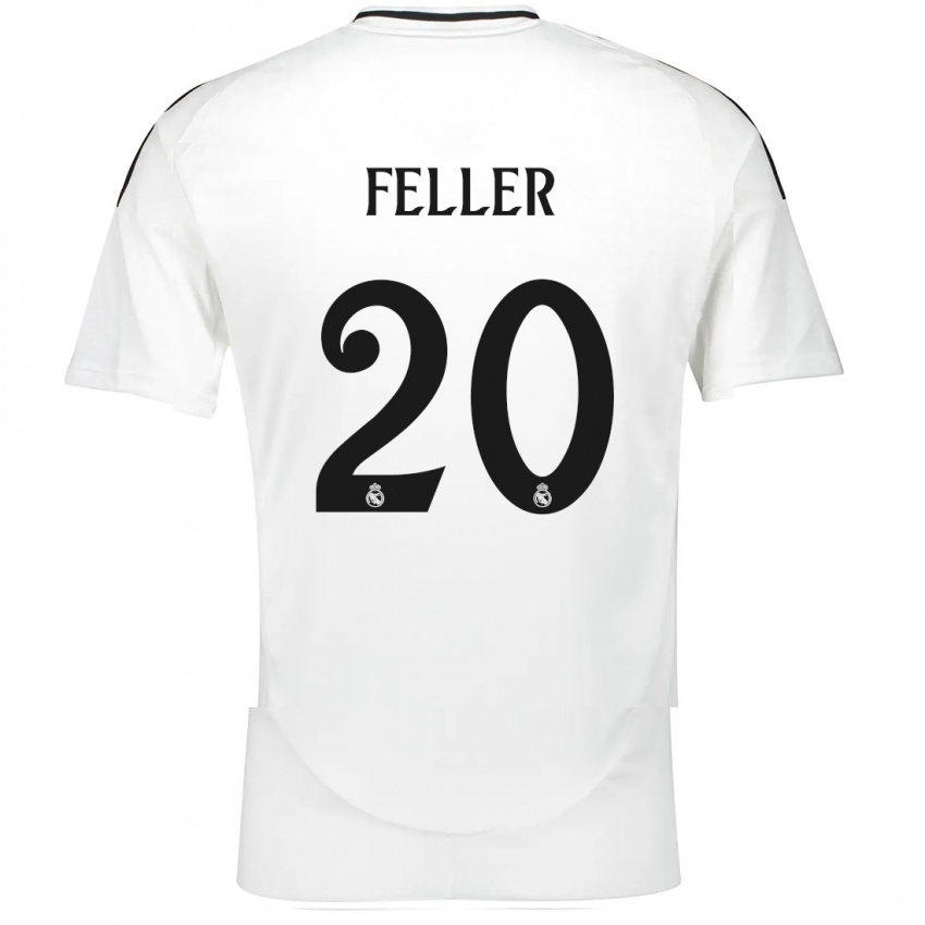 Kinder Naomie Feller #20 Weiß Heimtrikot Trikot 2024/25 T-Shirt