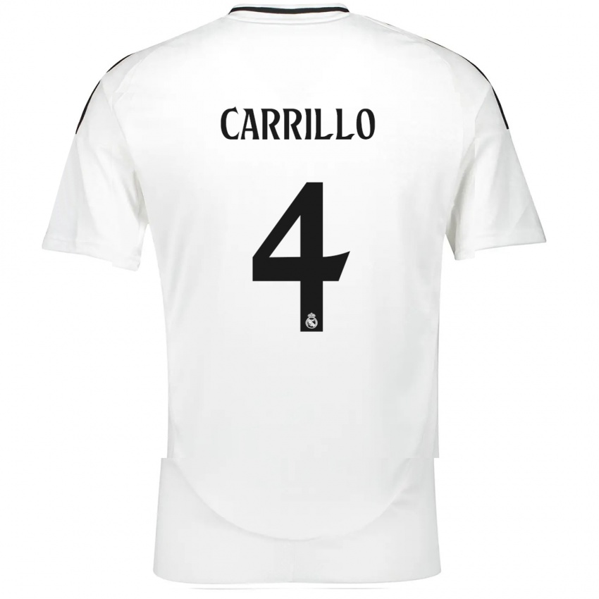 Kinder Alvaro Carrillo #4 Weiß Heimtrikot Trikot 2024/25 T-Shirt