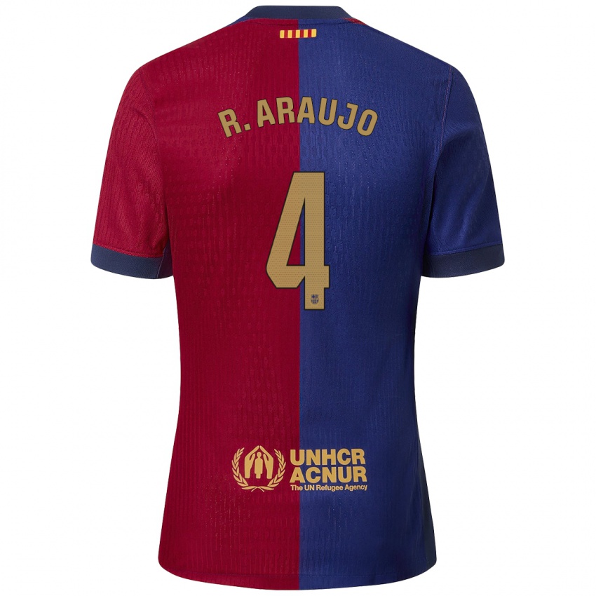 Kinder Ronald Araujo #4 Blau Rot Heimtrikot Trikot 2024/25 T-Shirt