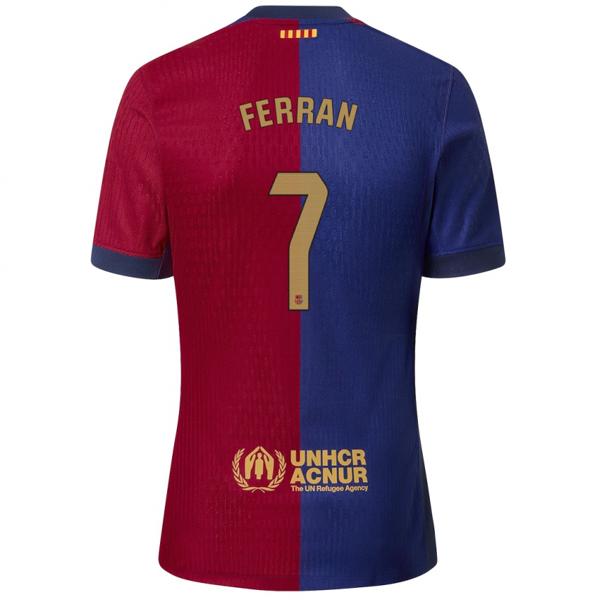 Kinder Ferran Torres #7 Blau Rot Heimtrikot Trikot 2024/25 T-Shirt