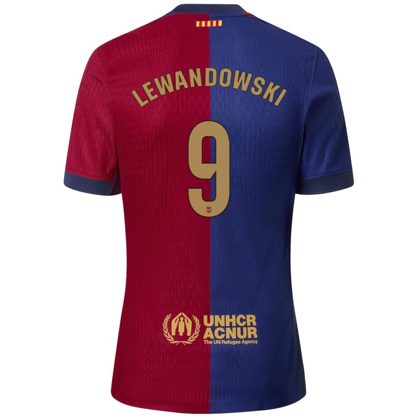 Kinder Robert Lewandowski #9 Blau Rot Heimtrikot Trikot 2024/25 T-Shirt