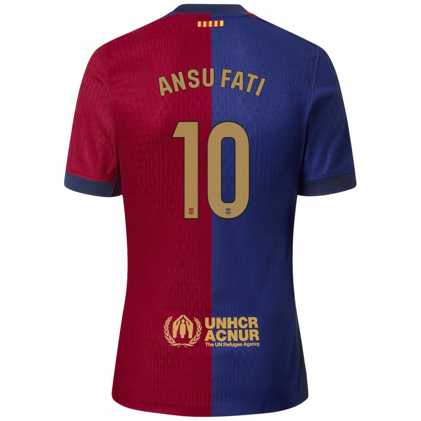 Kinder Ansu Fati #10 Blau Rot Heimtrikot Trikot 2024/25 T-Shirt