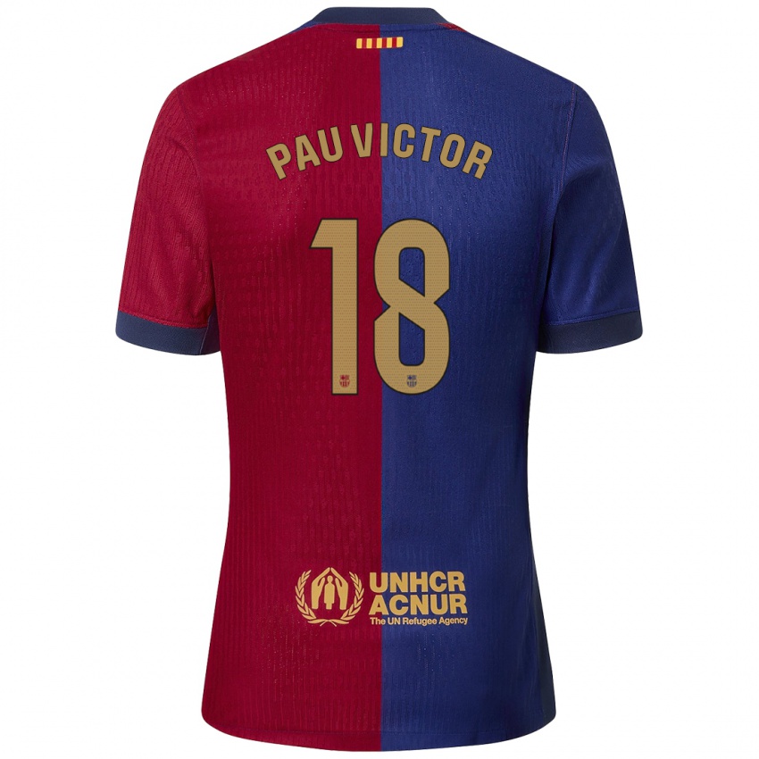 Kinder Pau Víctor #18 Blau Rot Heimtrikot Trikot 2024/25 T-Shirt