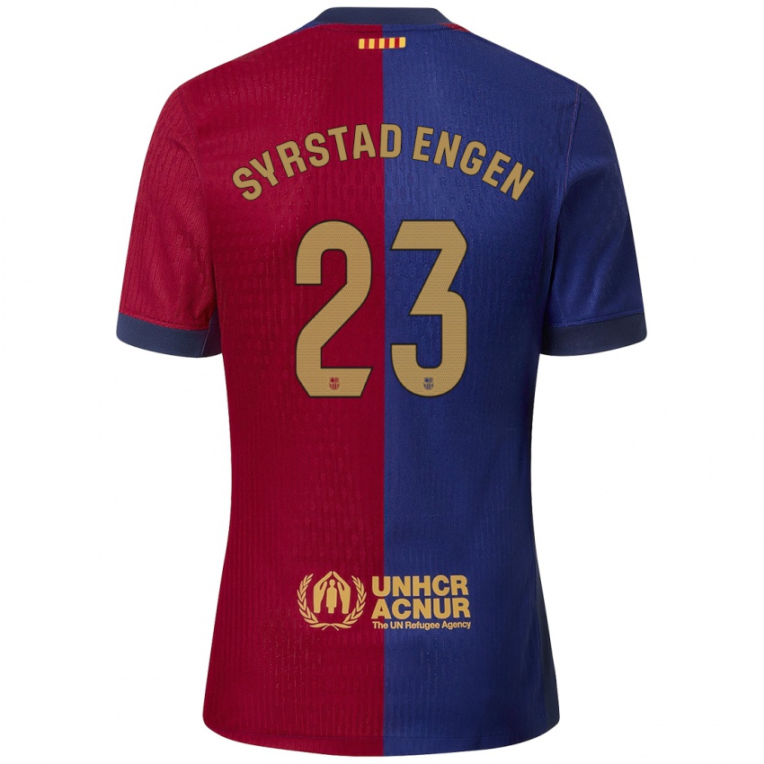 Kinder Ingrid Syrstad Engen #23 Blau Rot Heimtrikot Trikot 2024/25 T-Shirt