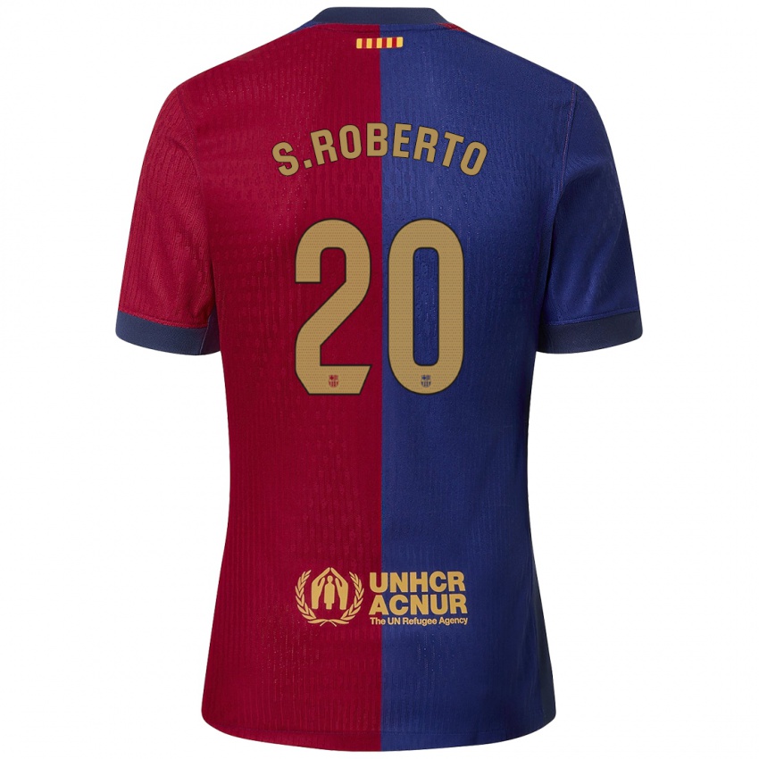 Kinder Sergi Roberto #20 Blau Rot Heimtrikot Trikot 2024/25 T-Shirt