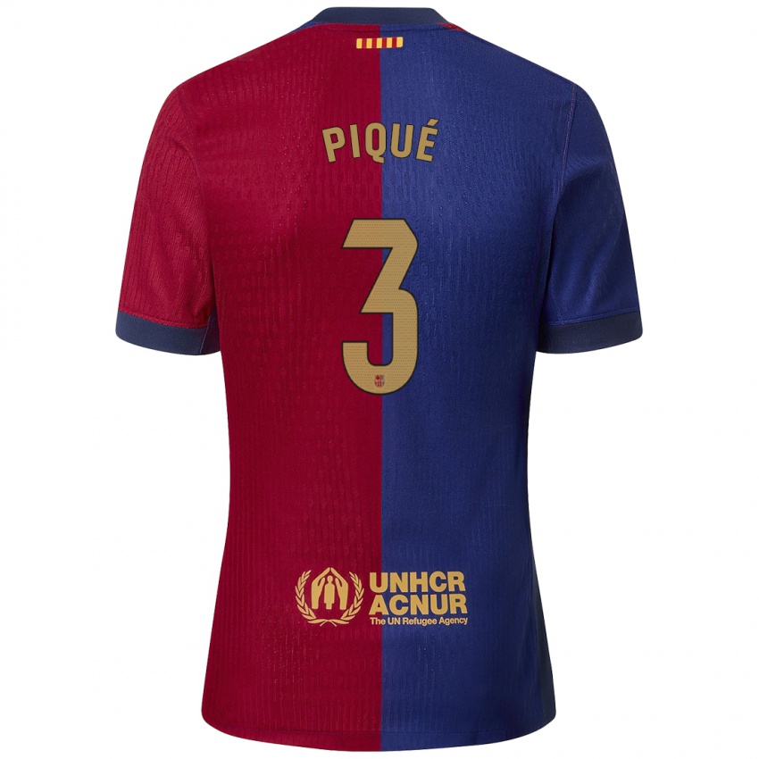 Kinder Gerard Pique #3 Blau Rot Heimtrikot Trikot 2024/25 T-Shirt