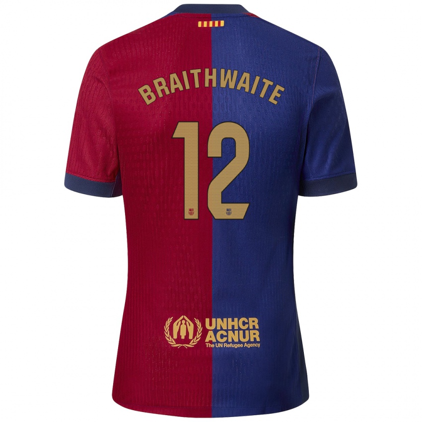 Kinder Martin Braithwaite #12 Blau Rot Heimtrikot Trikot 2024/25 T-Shirt