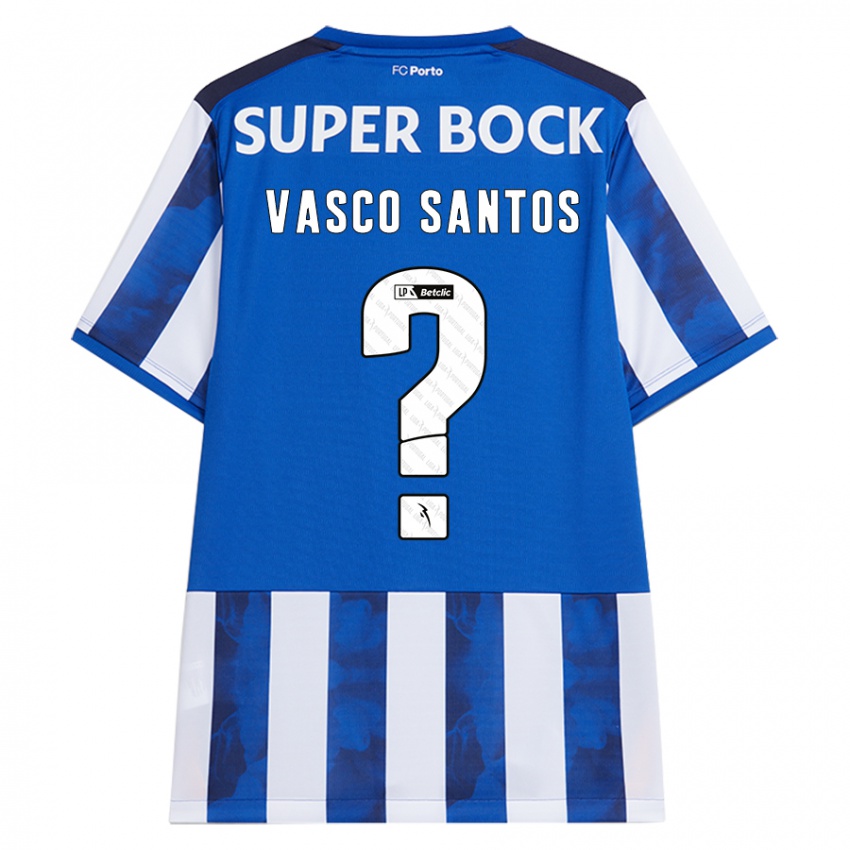 Kinder Vasco Santos #0 Blau Weiß Heimtrikot Trikot 2024/25 T-Shirt