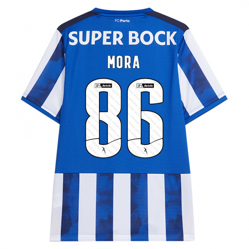 Kinder Rodrigo Mora #86 Blau Weiß Heimtrikot Trikot 2024/25 T-Shirt