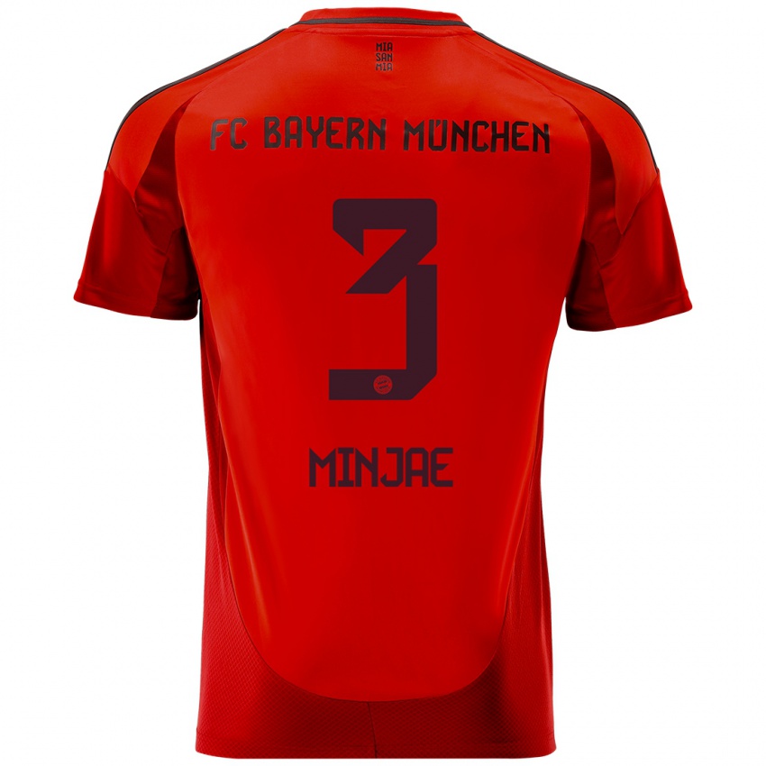 Kinder Min-Jae Kim #3 Rot Heimtrikot Trikot 2024/25 T-Shirt