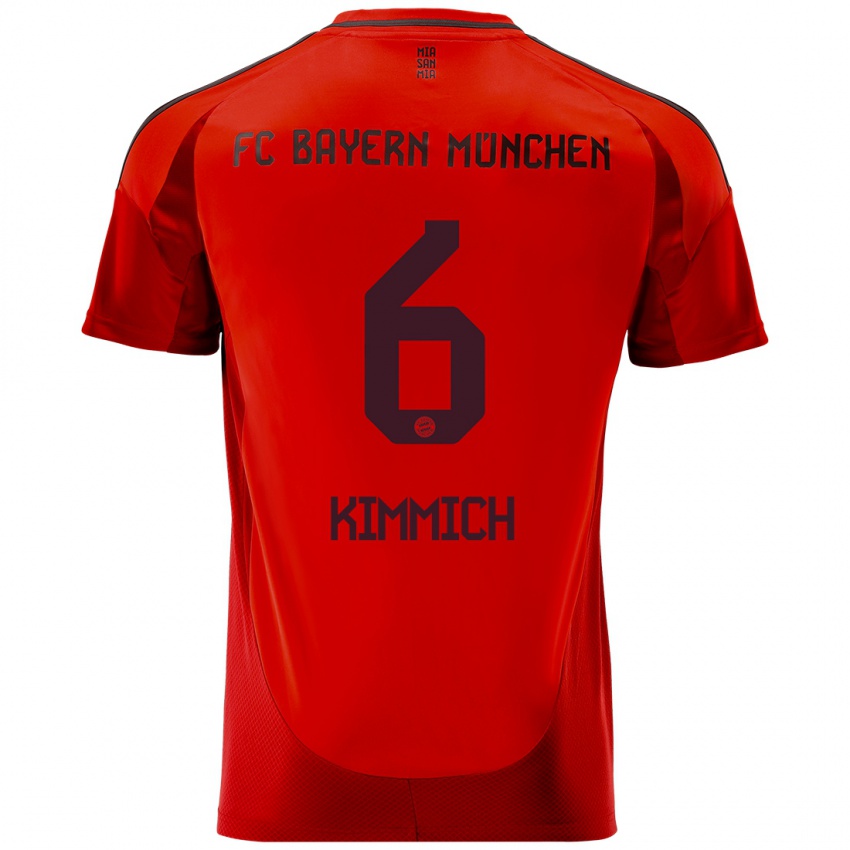 Kinder Joshua Kimmich #6 Rot Heimtrikot Trikot 2024/25 T-Shirt