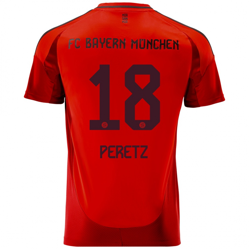 Kinder Daniel Peretz #18 Rot Heimtrikot Trikot 2024/25 T-Shirt