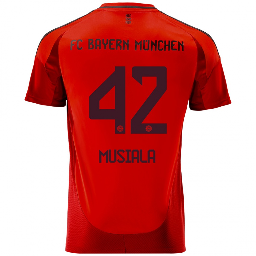 Kinder Jamal Musiala #42 Rot Heimtrikot Trikot 2024/25 T-Shirt