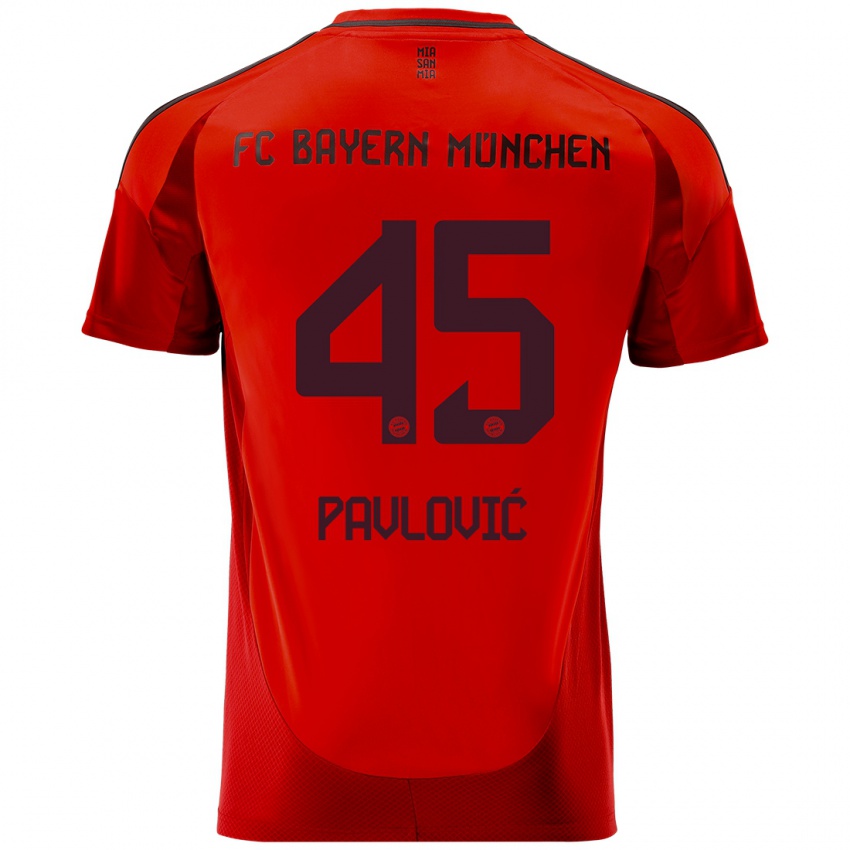 Kinder Aleksandar Pavlovic #45 Rot Heimtrikot Trikot 2024/25 T-Shirt