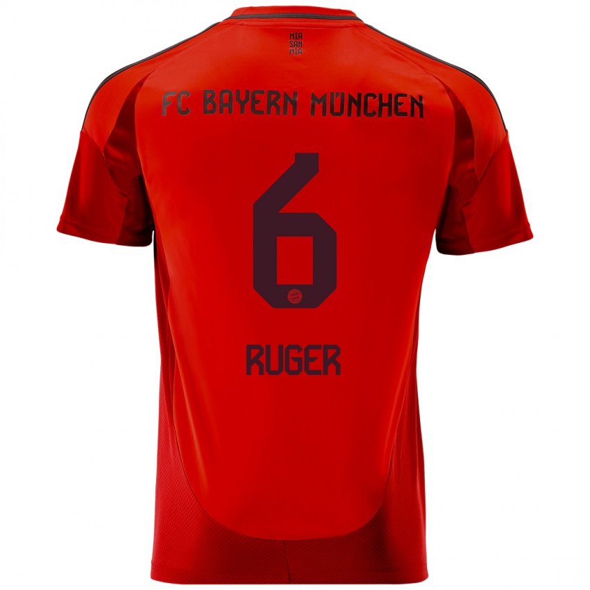 Kinder Kurt Ruger #6 Rot Heimtrikot Trikot 2024/25 T-Shirt