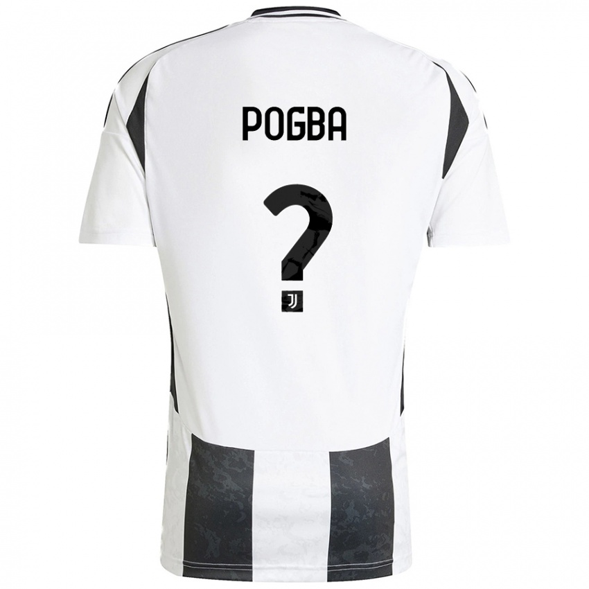 Kinder Paul Pogba #0 Weiß Schwarz Heimtrikot Trikot 2024/25 T-Shirt