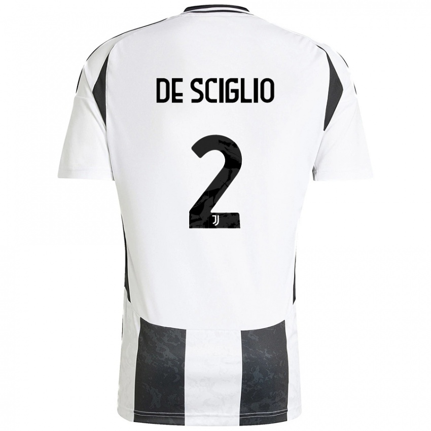 Kinder Mattia De Sciglio #2 Weiß Schwarz Heimtrikot Trikot 2024/25 T-Shirt