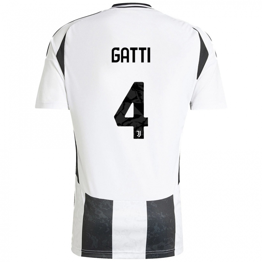 Kinder Federico Gatti #4 Weiß Schwarz Heimtrikot Trikot 2024/25 T-Shirt