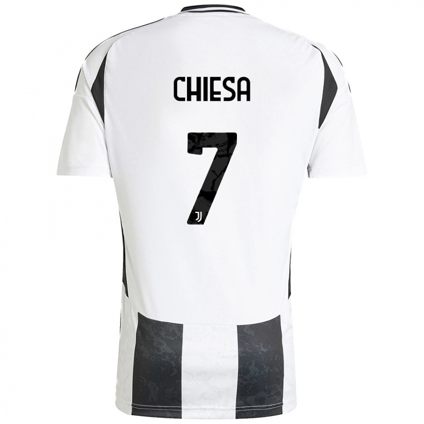 Kinder Federico Chiesa #7 Weiß Schwarz Heimtrikot Trikot 2024/25 T-Shirt