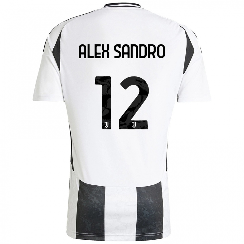 Kinder Alex Sandro #12 Weiß Schwarz Heimtrikot Trikot 2024/25 T-Shirt