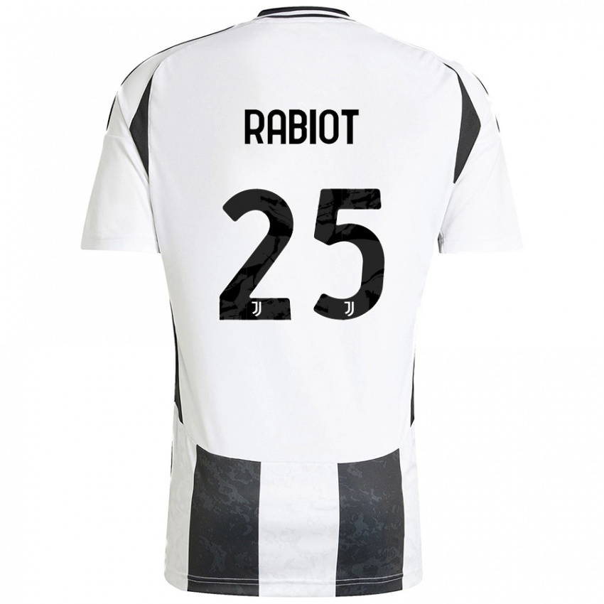 Kinder Adrien Rabiot #25 Weiß Schwarz Heimtrikot Trikot 2024/25 T-Shirt