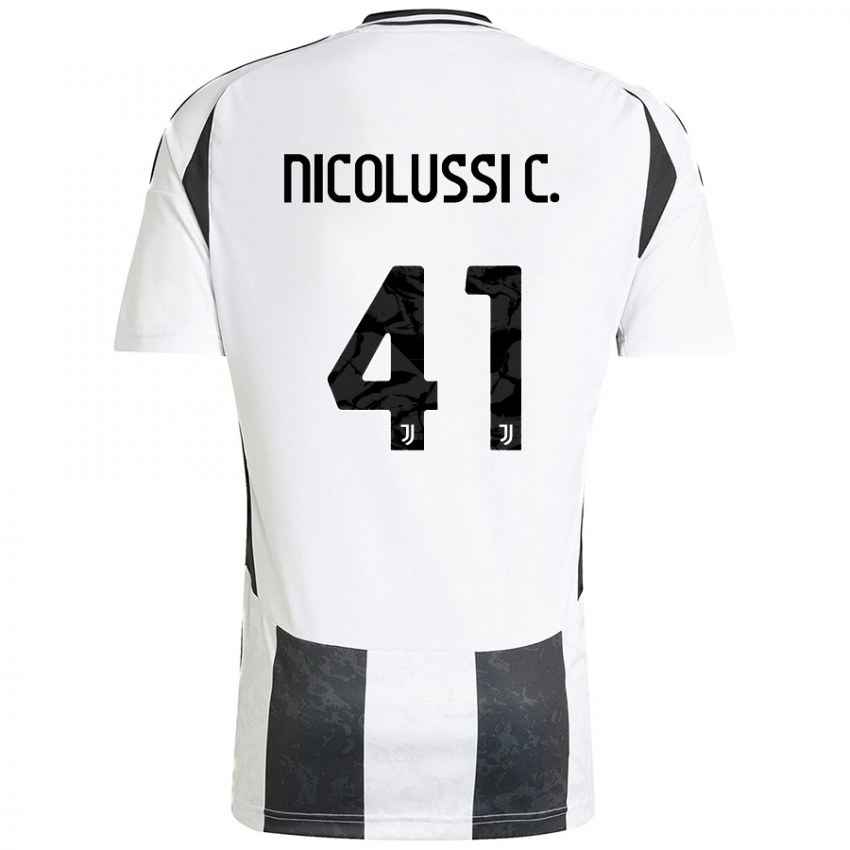 Kinder Hans Nicolussi Caviglia #41 Weiß Schwarz Heimtrikot Trikot 2024/25 T-Shirt