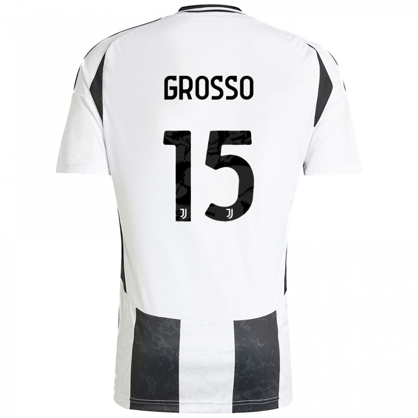 Kinder Julia Grosso #15 Weiß Schwarz Heimtrikot Trikot 2024/25 T-Shirt