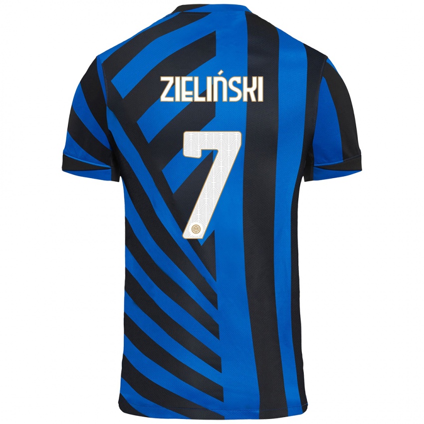 Kinder Piotr Zielinski #7 Blau Schwarz Heimtrikot Trikot 2024/25 T-Shirt