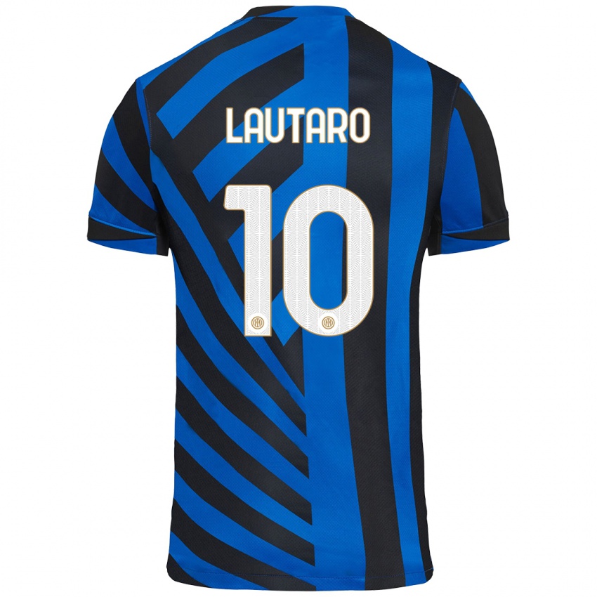 Kinder Lautaro Martinez #10 Blau Schwarz Heimtrikot Trikot 2024/25 T-Shirt