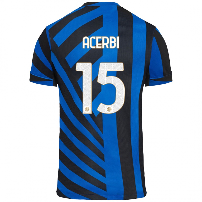 Kinder Francesco Acerbi #15 Blau Schwarz Heimtrikot Trikot 2024/25 T-Shirt