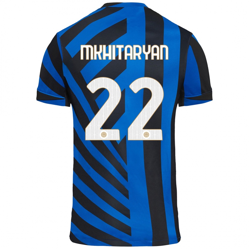 Kinder Henrikh Mkhitaryan #22 Blau Schwarz Heimtrikot Trikot 2024/25 T-Shirt