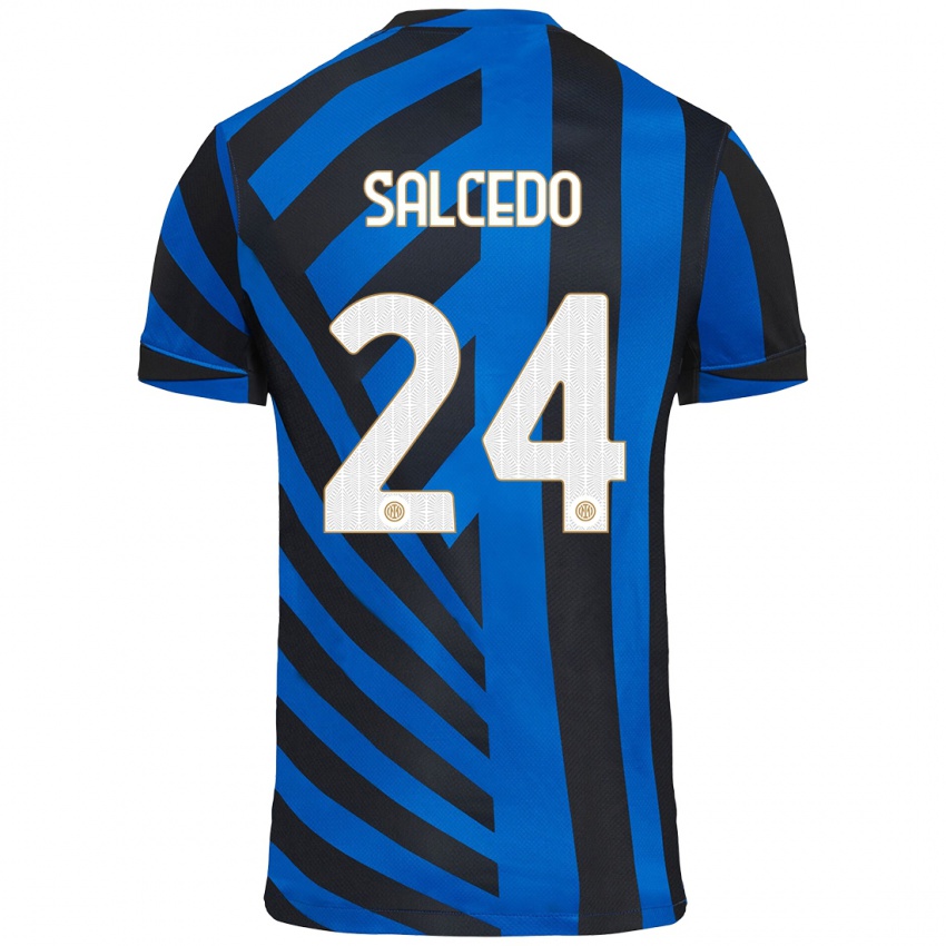 Kinder Eddie Salcedo #24 Blau Schwarz Heimtrikot Trikot 2024/25 T-Shirt