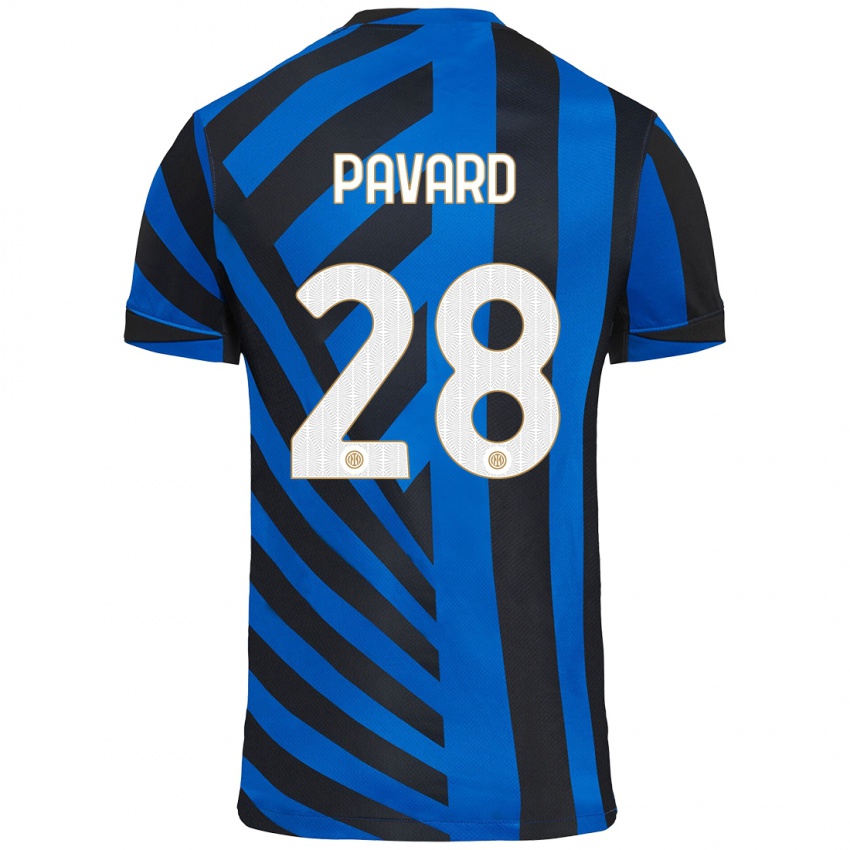 Kinder Benjamin Pavard #28 Blau Schwarz Heimtrikot Trikot 2024/25 T-Shirt