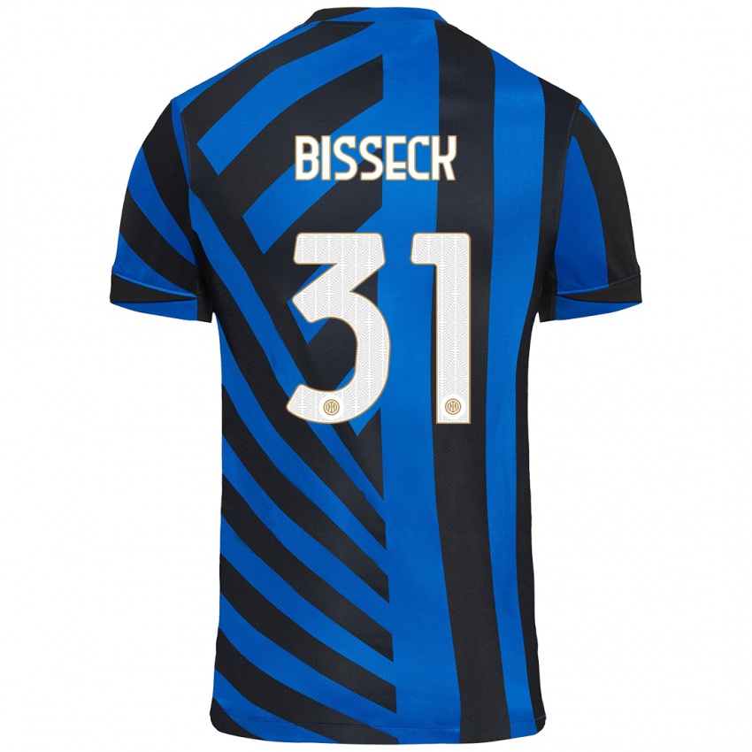 Kinder Yann Bisseck #31 Blau Schwarz Heimtrikot Trikot 2024/25 T-Shirt