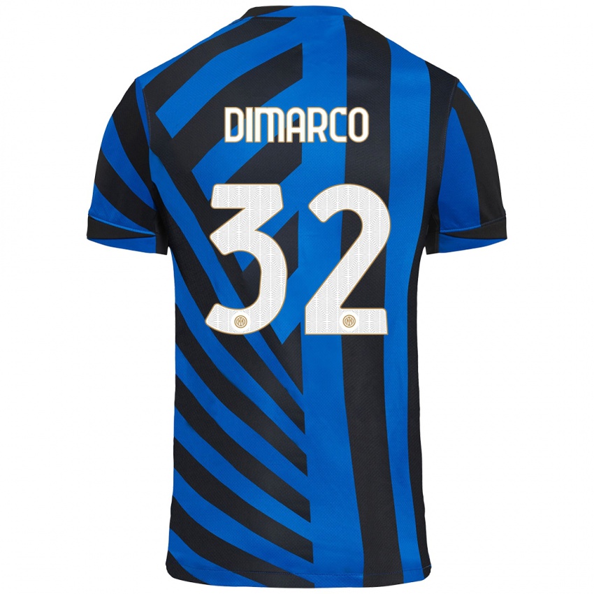 Kinder Federico Dimarco #32 Blau Schwarz Heimtrikot Trikot 2024/25 T-Shirt