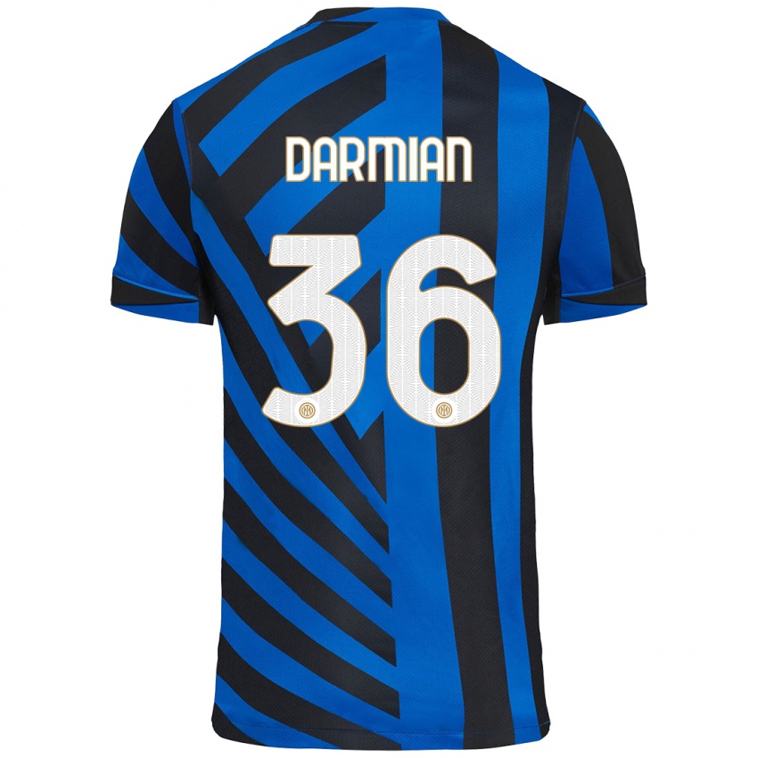 Kinder Matteo Darmian #36 Blau Schwarz Heimtrikot Trikot 2024/25 T-Shirt