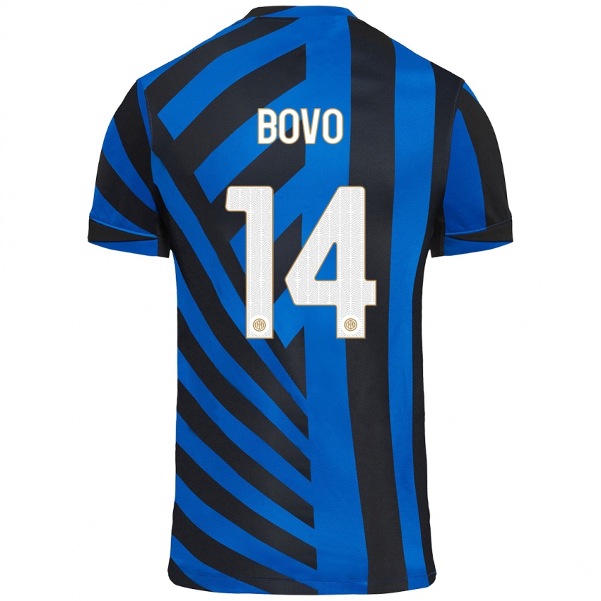 Kinder Leonardo Bovo #14 Blau Schwarz Heimtrikot Trikot 2024/25 T-Shirt