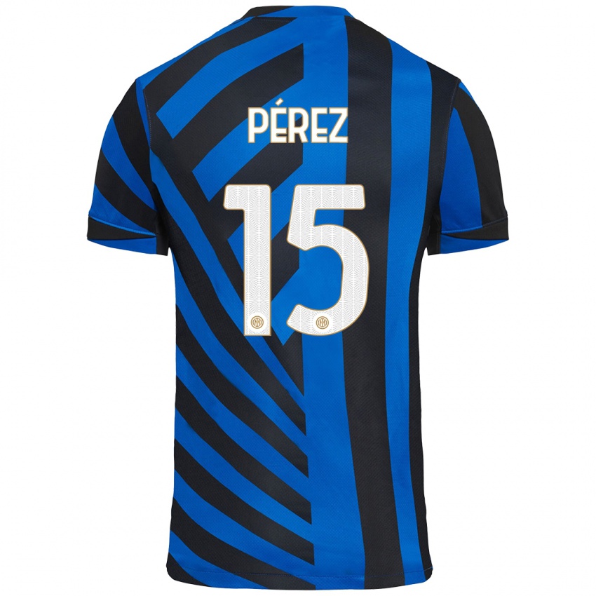 Kinder Álex Pérez #15 Blau Schwarz Heimtrikot Trikot 2024/25 T-Shirt