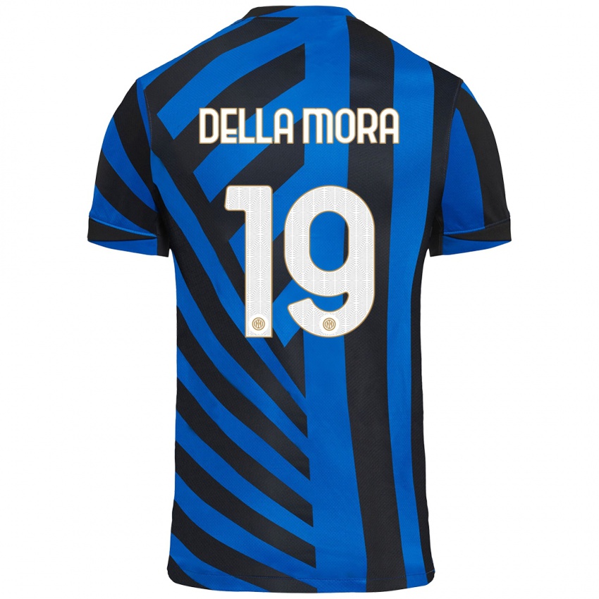 Kinder Tommaso Della Mora #19 Blau Schwarz Heimtrikot Trikot 2024/25 T-Shirt