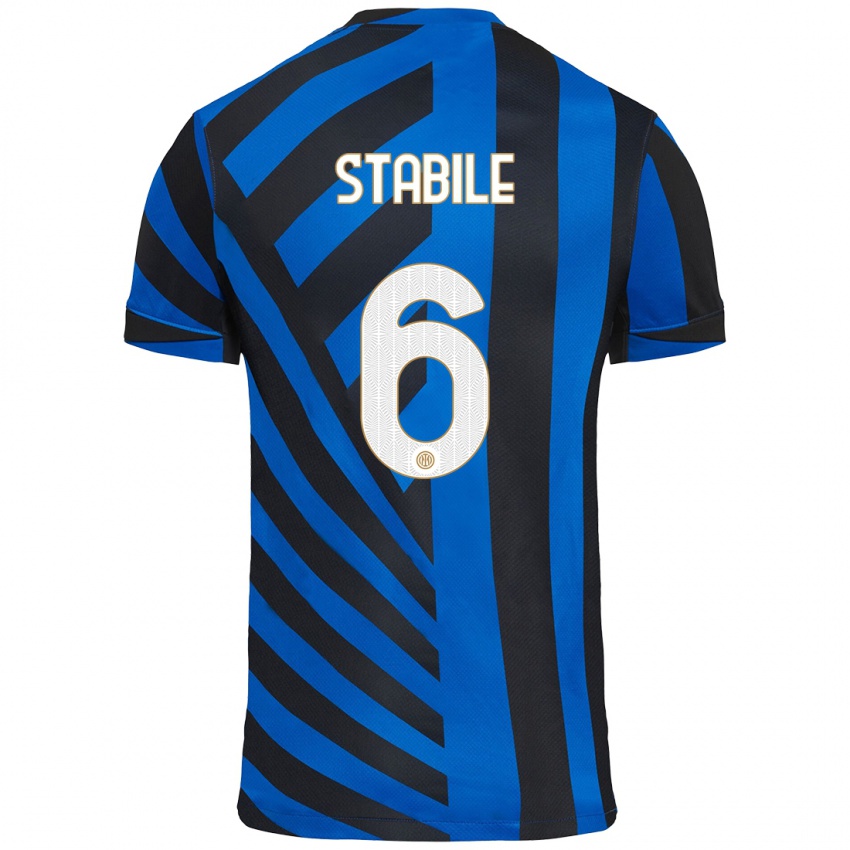 Kinder Giacomo Stabile #6 Blau Schwarz Heimtrikot Trikot 2024/25 T-Shirt