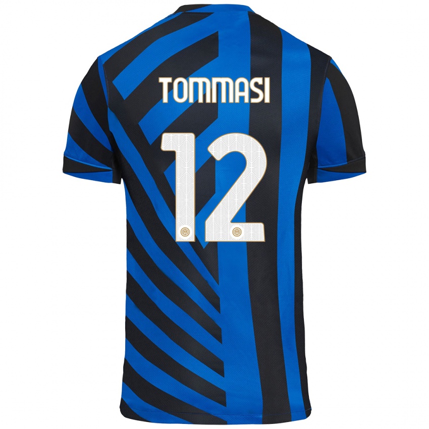 Kinder Francesco Tommasi #12 Blau Schwarz Heimtrikot Trikot 2024/25 T-Shirt