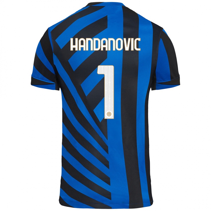 Kinder Samir Handanovic #1 Blau Schwarz Heimtrikot Trikot 2024/25 T-Shirt