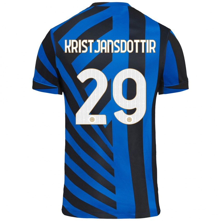 Kinder Anna Bjork Kristjansdottir #29 Blau Schwarz Heimtrikot Trikot 2024/25 T-Shirt