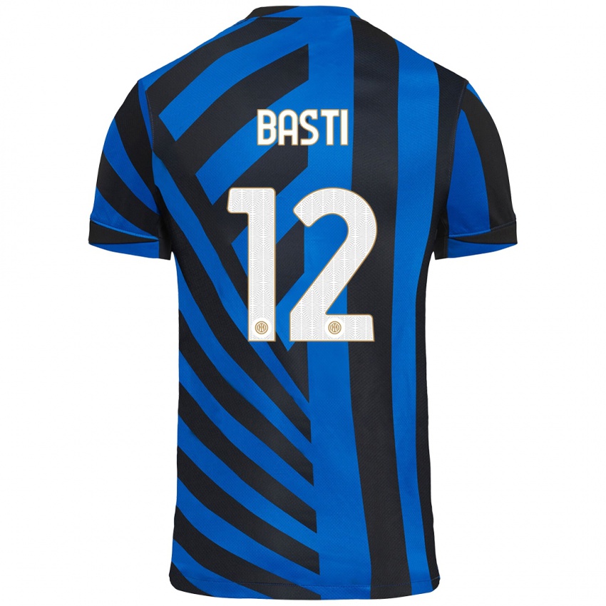 Kinder Matteo Basti #12 Blau Schwarz Heimtrikot Trikot 2024/25 T-Shirt