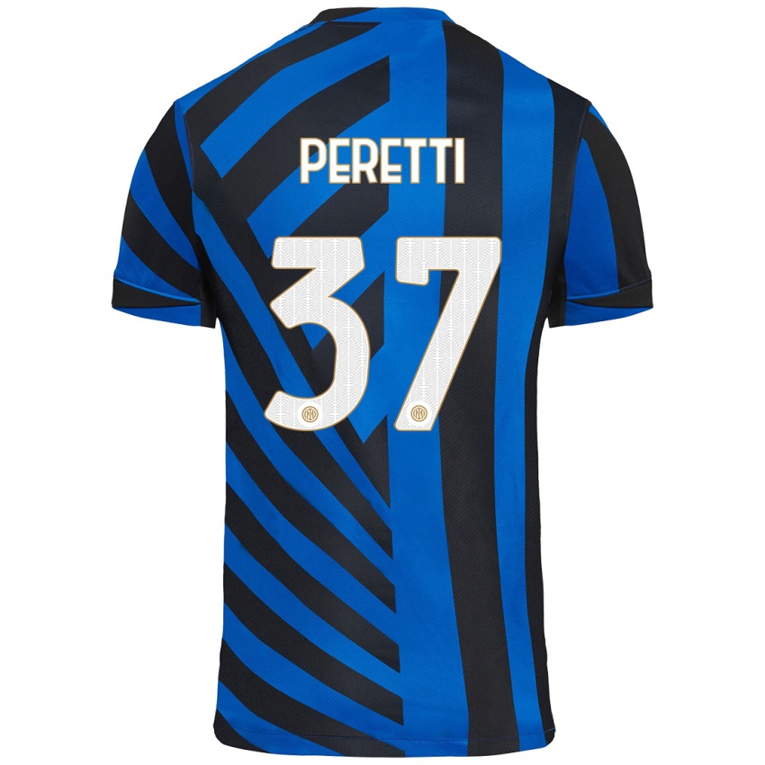 Kinder Lorenzo Peretti #37 Blau Schwarz Heimtrikot Trikot 2024/25 T-Shirt